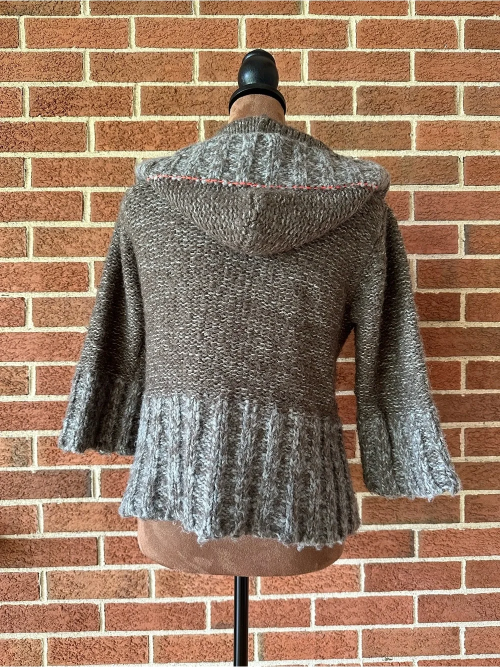 Free People Chunky Knit Hooded Cardigan Sweater Brown Boho, S